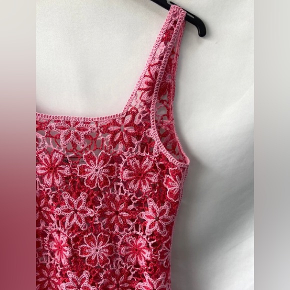 NWT Zara Pink Floral Crochet Dress / Cover Up M - Limited Edition - Picture 11 of 11
